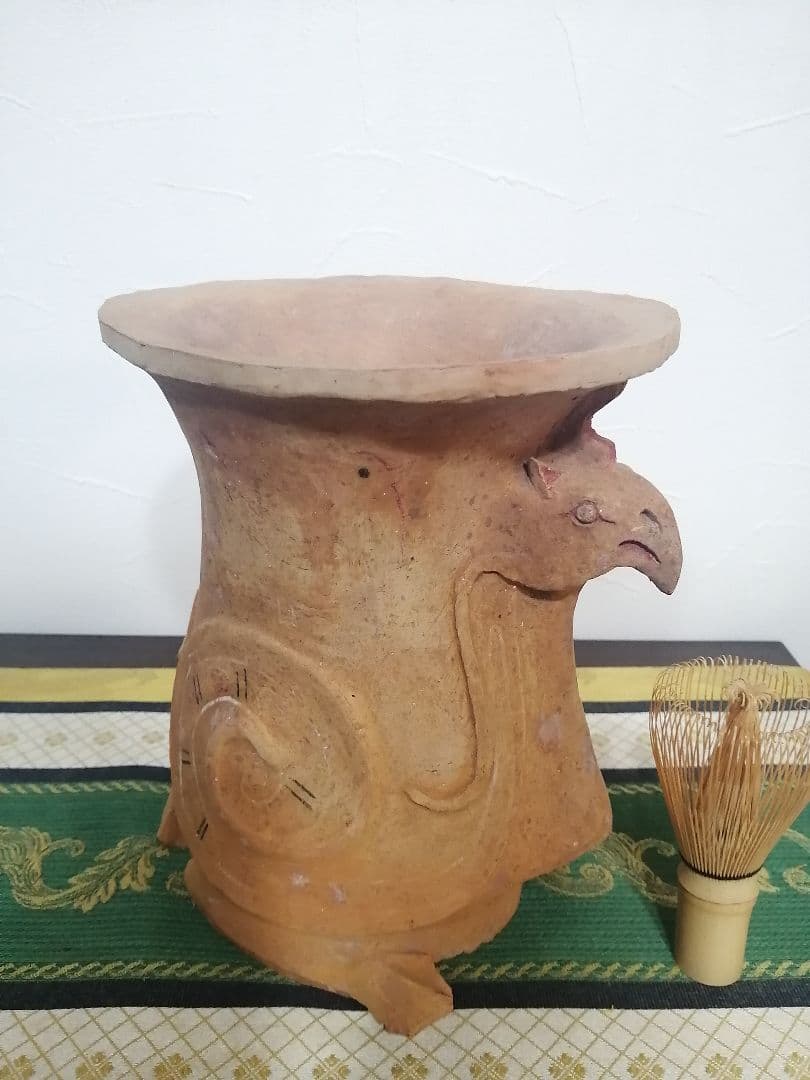 古代文明 ペルー 神獣 壺 発掘品 彩色土器 甕 穀物用壺 コンドル 神鳥