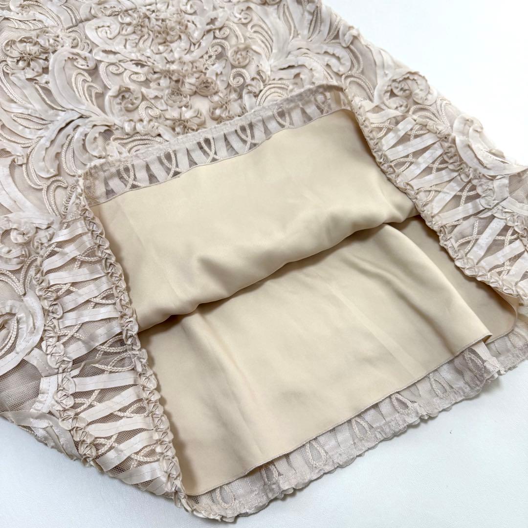 新品✨定価７万✨アナイ✨テープ刺繍ワンピース（M）ベージュ　チュールレース　花柄