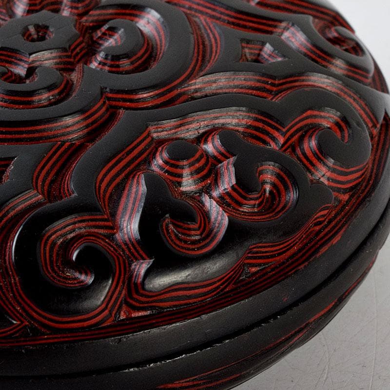 中国　堆黒　倶利香合　時代箱　V　8817