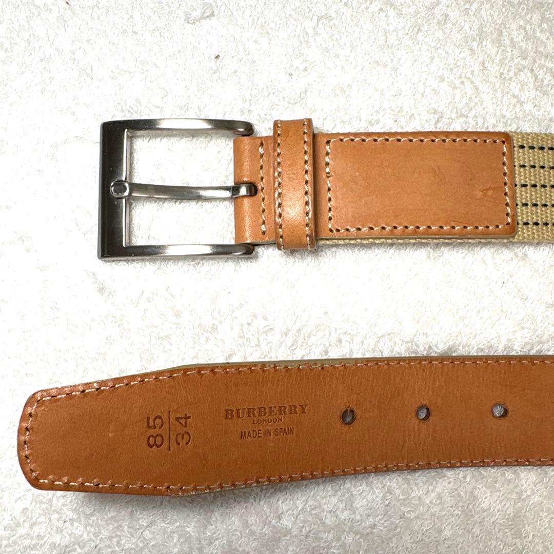 バーバリーロンドン　ベルト　レディース　Burberry レザー　キャンバス　C