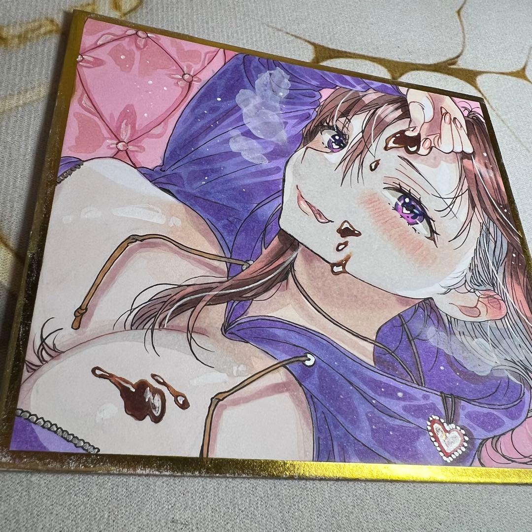 し*じ様 手描きイラスト オリジナルイラスト アナログイラスト コピック 色紙