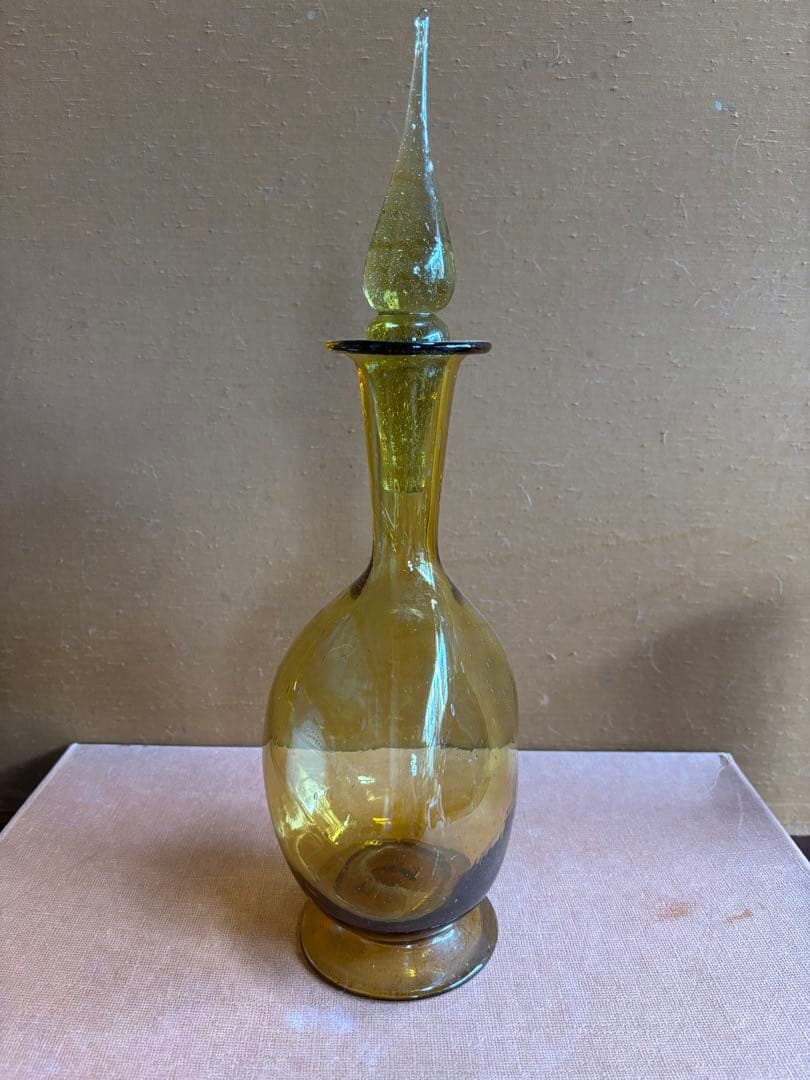 小谷眞三作倉敷ガラス飴釉足付デキャンタ　 検栄次