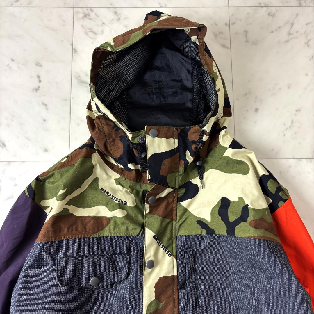 マナスタッシュ M スノーボードジャケット スキージャケット パッチワーク 迷彩