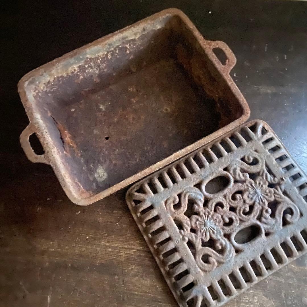 行火　豆炭あんか　鋳物　鉄　古道具　当時物　ガーデンオブジェにも