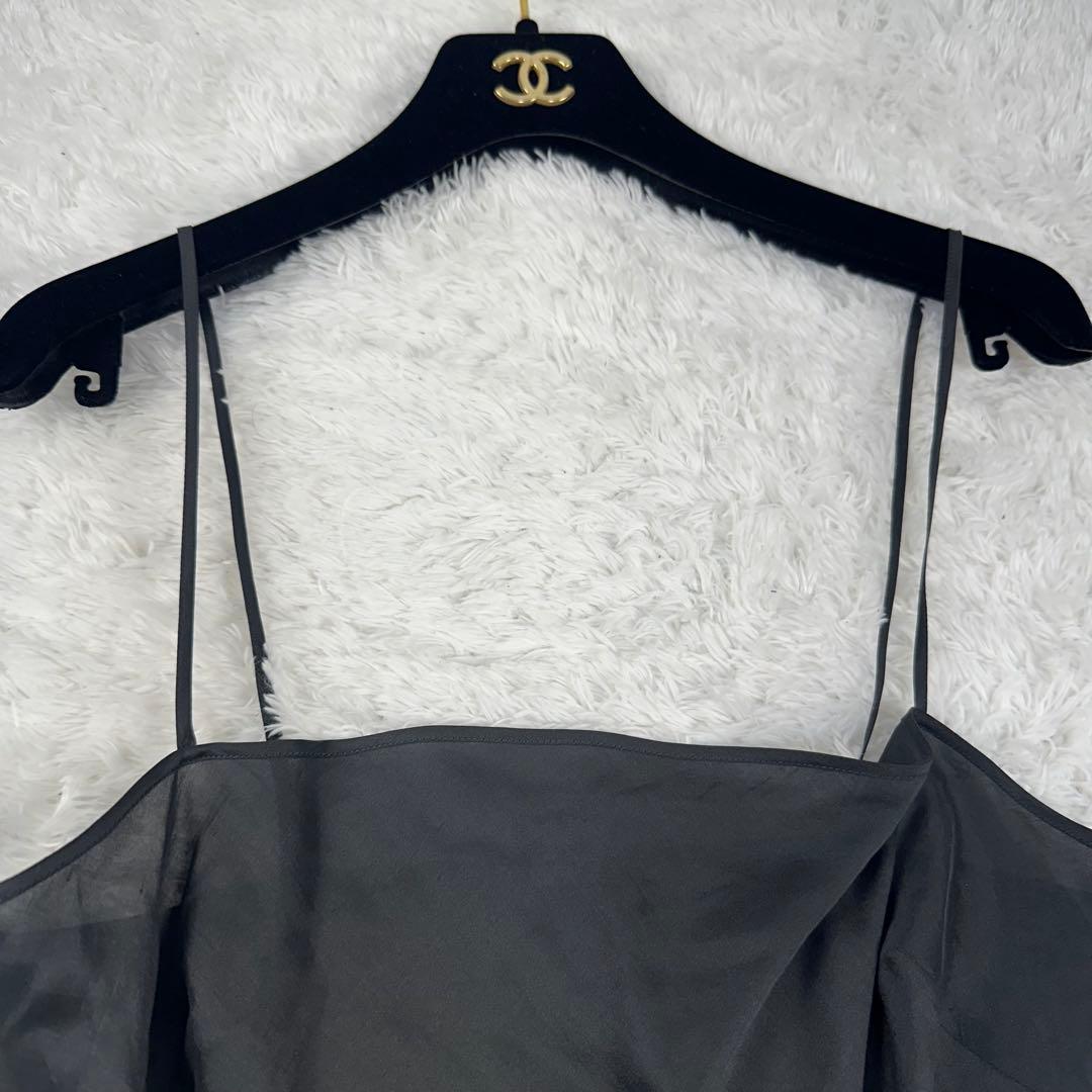 美品　エルメス　キャミソール　ゴルチエ期　シルク100% 絹　L 黒　ブラック