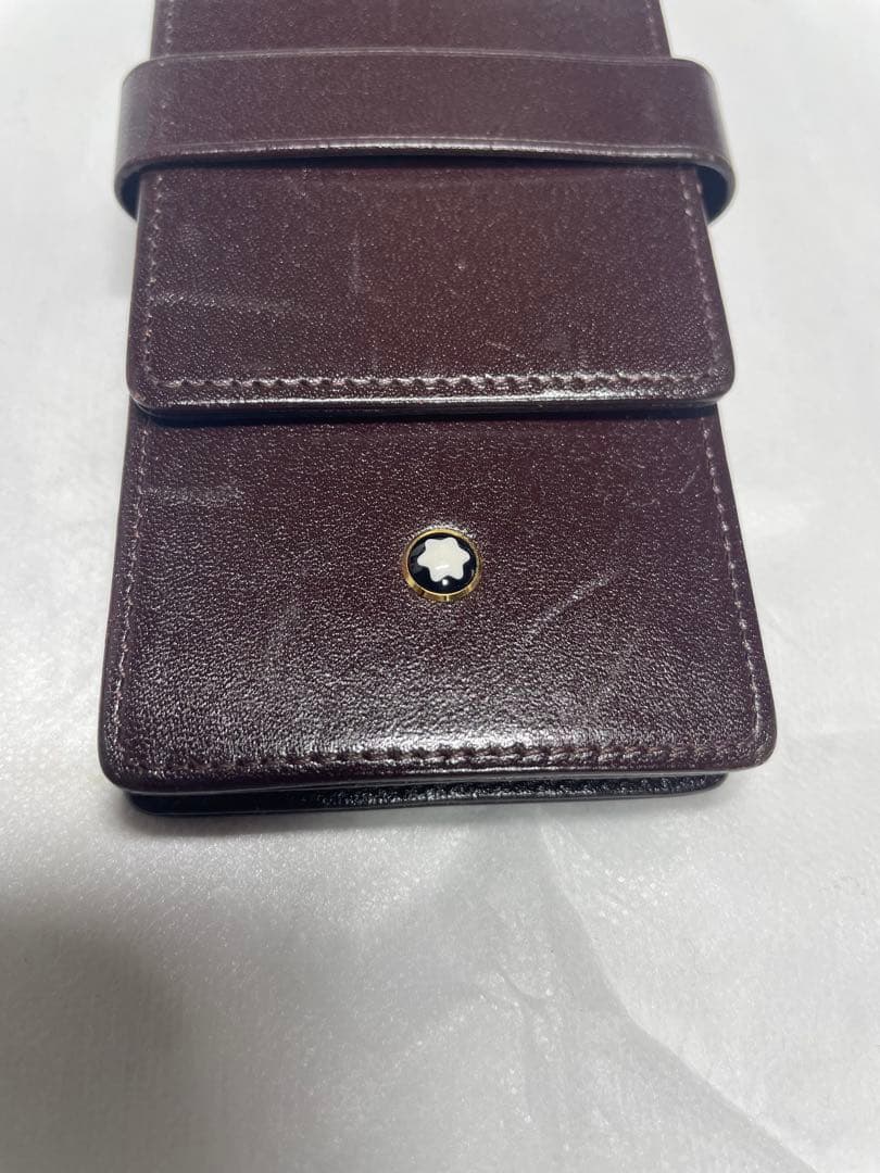 モンブラン　MONTBLANC レザーペンケース　本革　3本差し　バーガンディ色