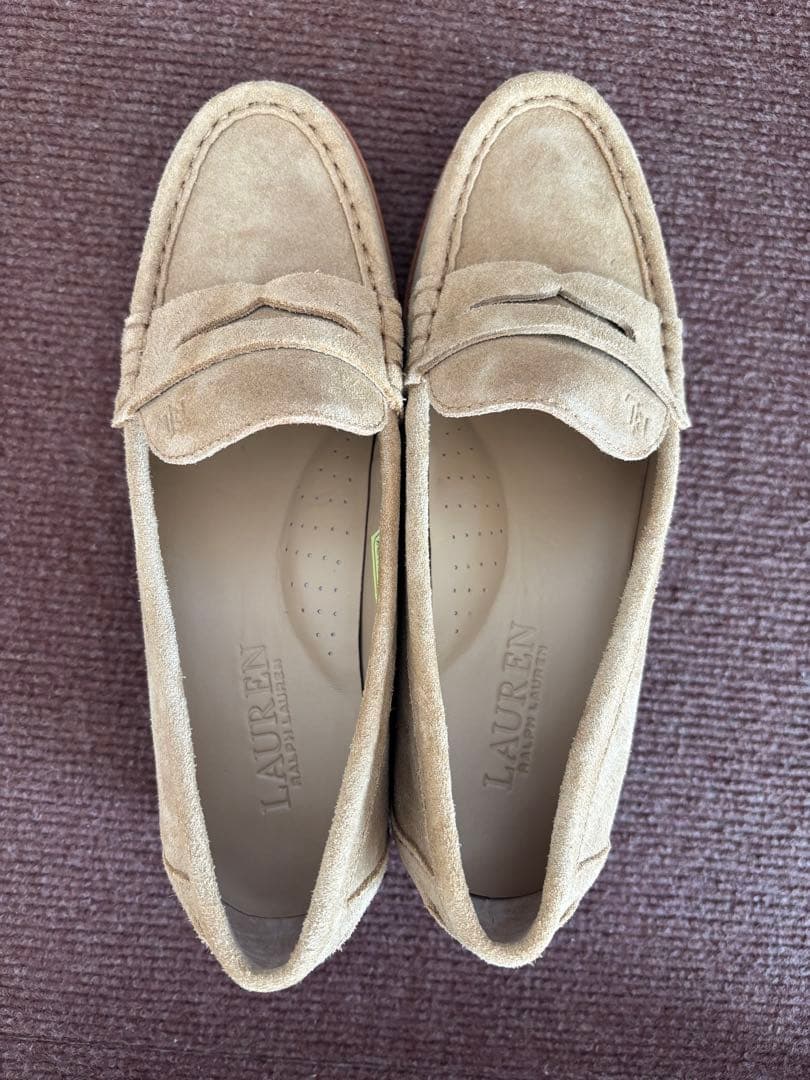 美品ラルフローレンLAUREN ベージュ スエード ローファー　24.0 US7