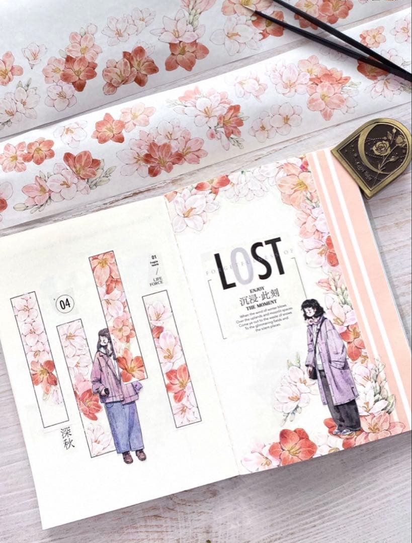 贝壳 番茄炒蛋 ダイカット加工 6cm×4.4m 海外マスキングテープ