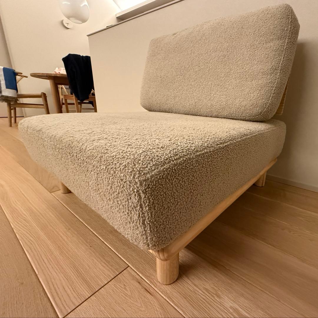 ブークレ生地天然木ローソファフラフィー　週末セール