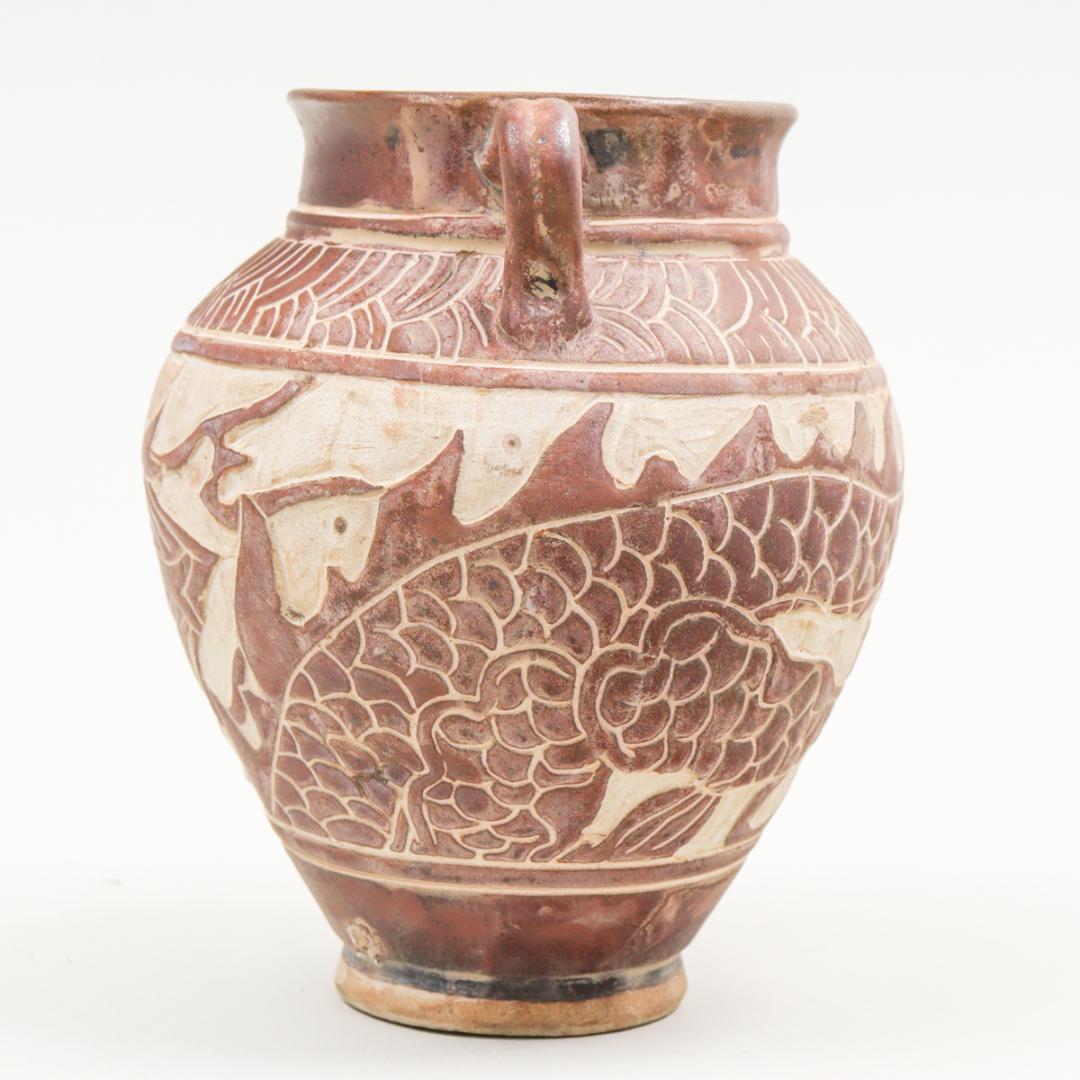 スコータイ様式 龍文耳付壺