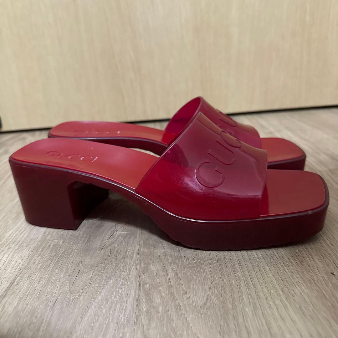 GUCCIラバーサンダル 37 レッド