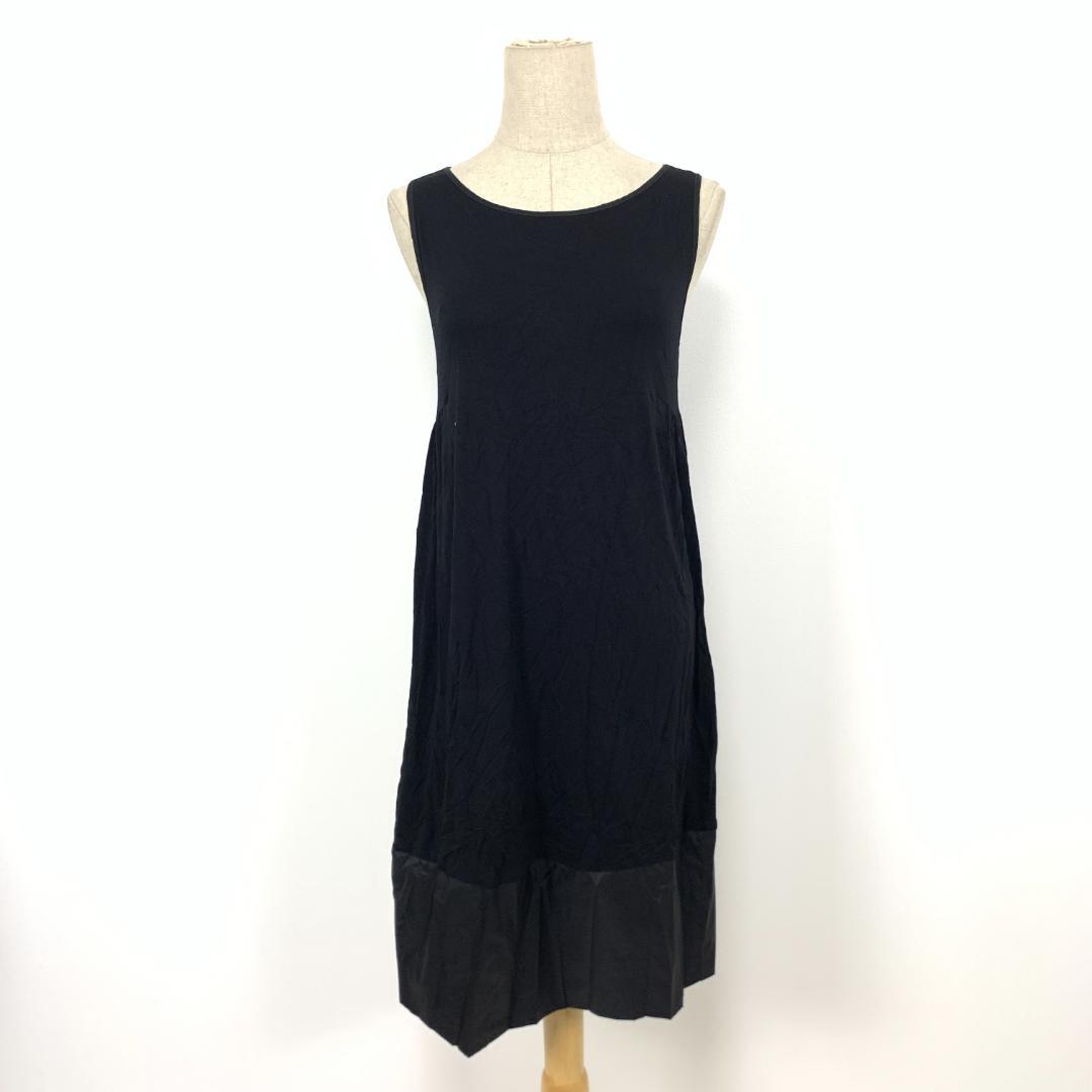 LA7582 エスマックスマーラ レイヤード ノースリーブワンピース 黒 S