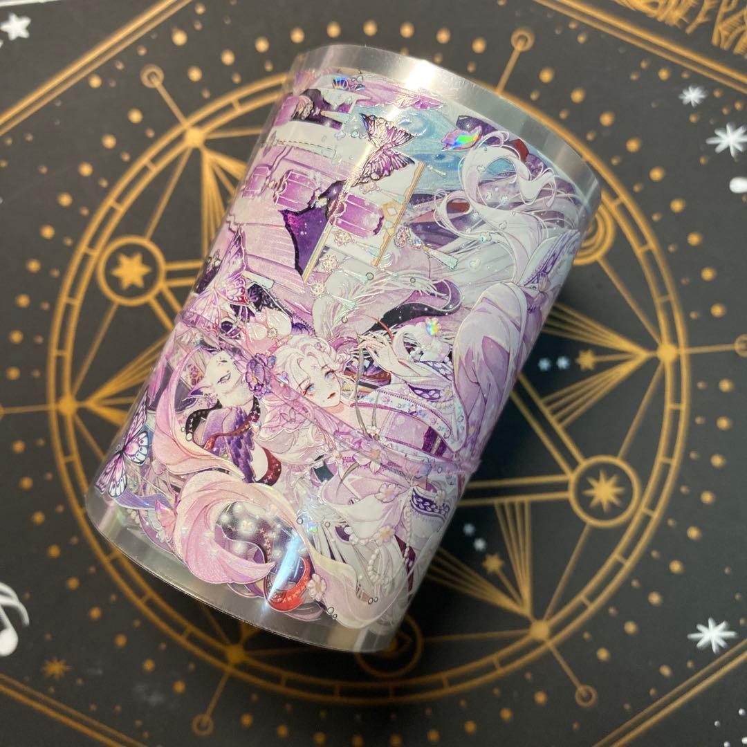 【9147】海外　マステ　中古巻　貝殻光マスキングテープ　人物系　狐　華やか