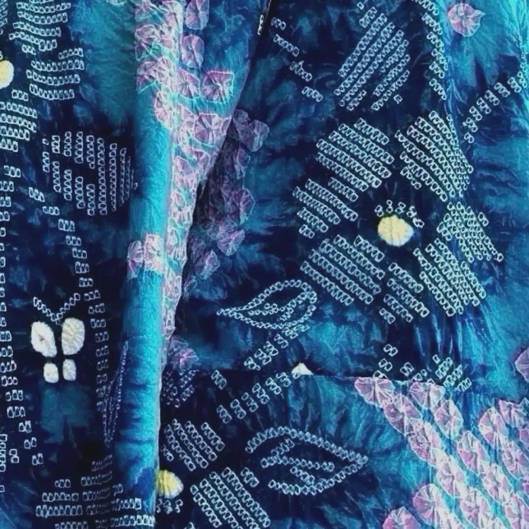 椿★ 有松絞り浴衣・有松鳴海絞り 大輪花模様　上質　N7-16