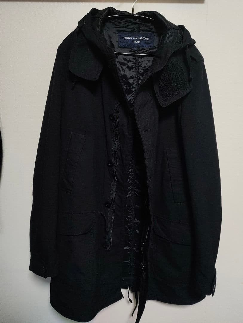 コムデギャルソンオム　モッズコート　黒　フード　　L