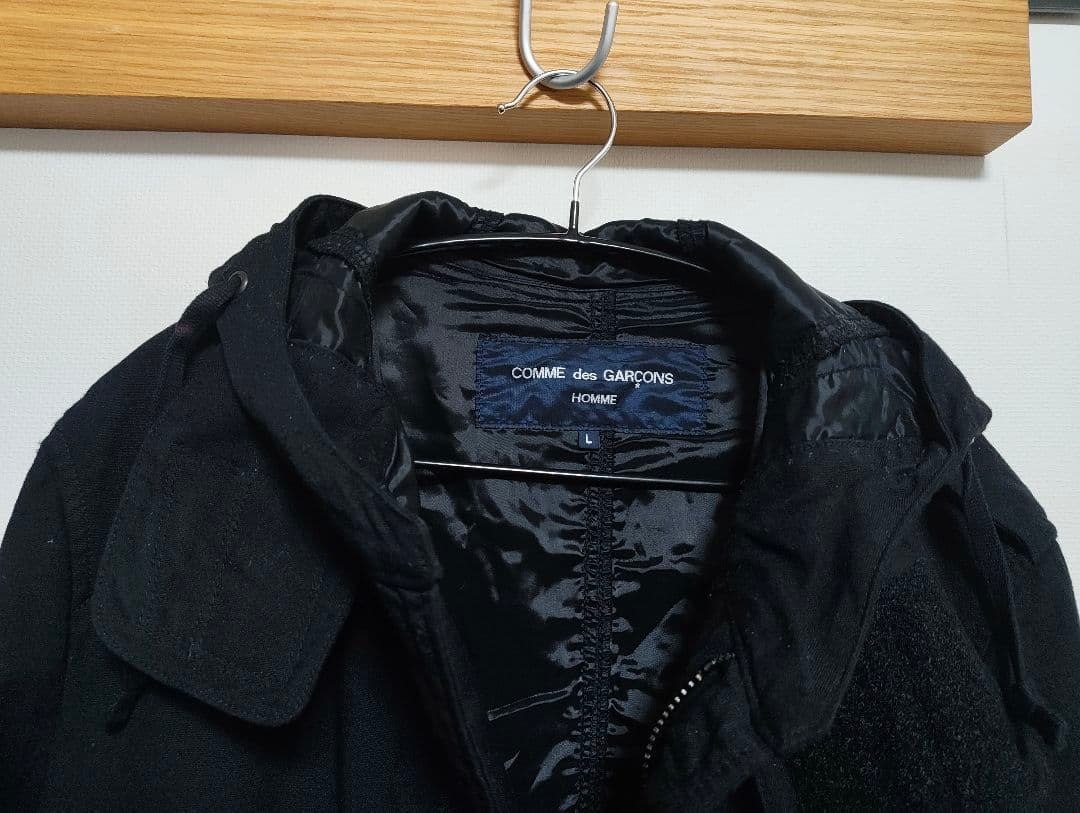 コムデギャルソンオム　モッズコート　黒　フード　　L