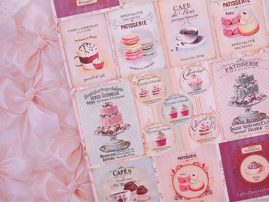 新作②♡ガトーコレクション60枚♡A4デザインペーパー&コラージュシート　お菓子