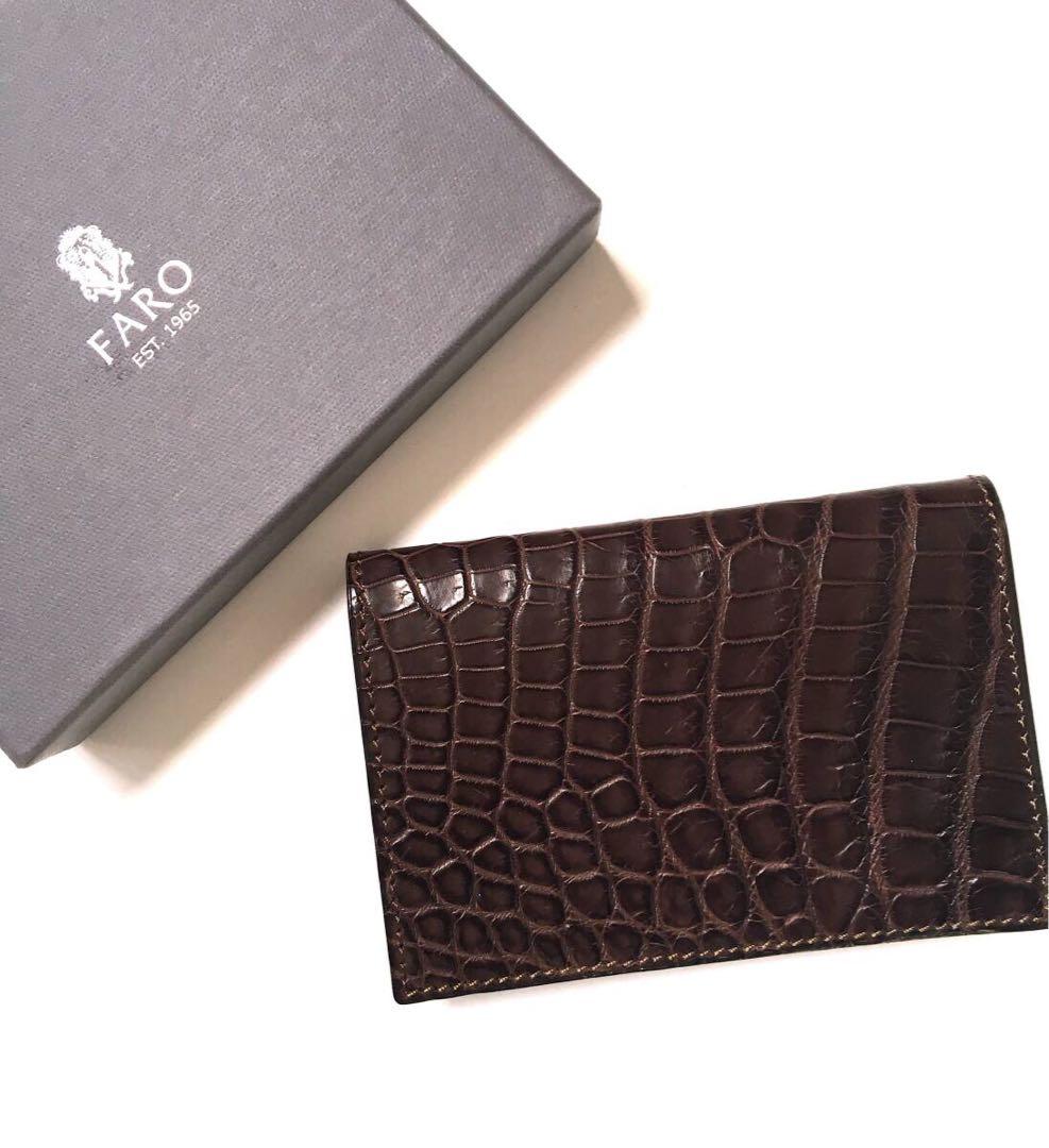 新品 ファーロ FARO 名刺入れ カードケース クロコ 本革 定価7.7万