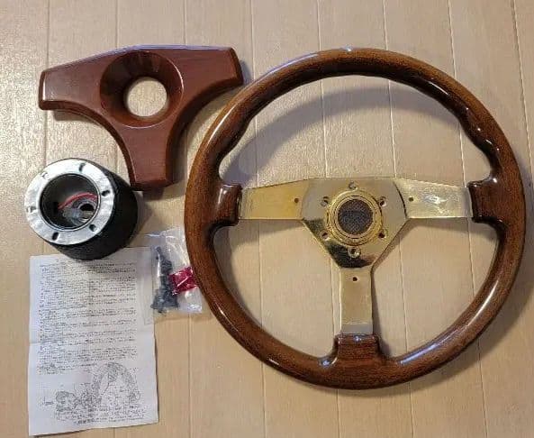 【古物】ステアリングウッドハンドル ３本スポーク