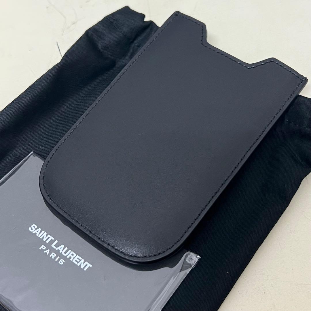 稀少 エディ期 初期 サンローラン パリ スタッズ カードケース 黒銀①