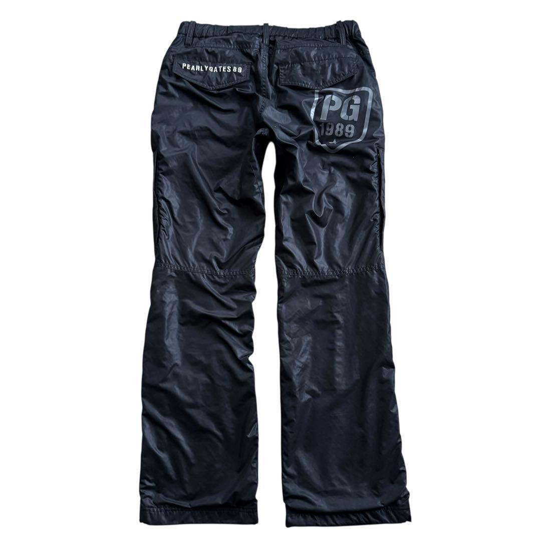 パーリーゲイツ 中綿 ナイロンパンツ ロゴ入り 5サイズ メンズL 黒 冬ゴルフ