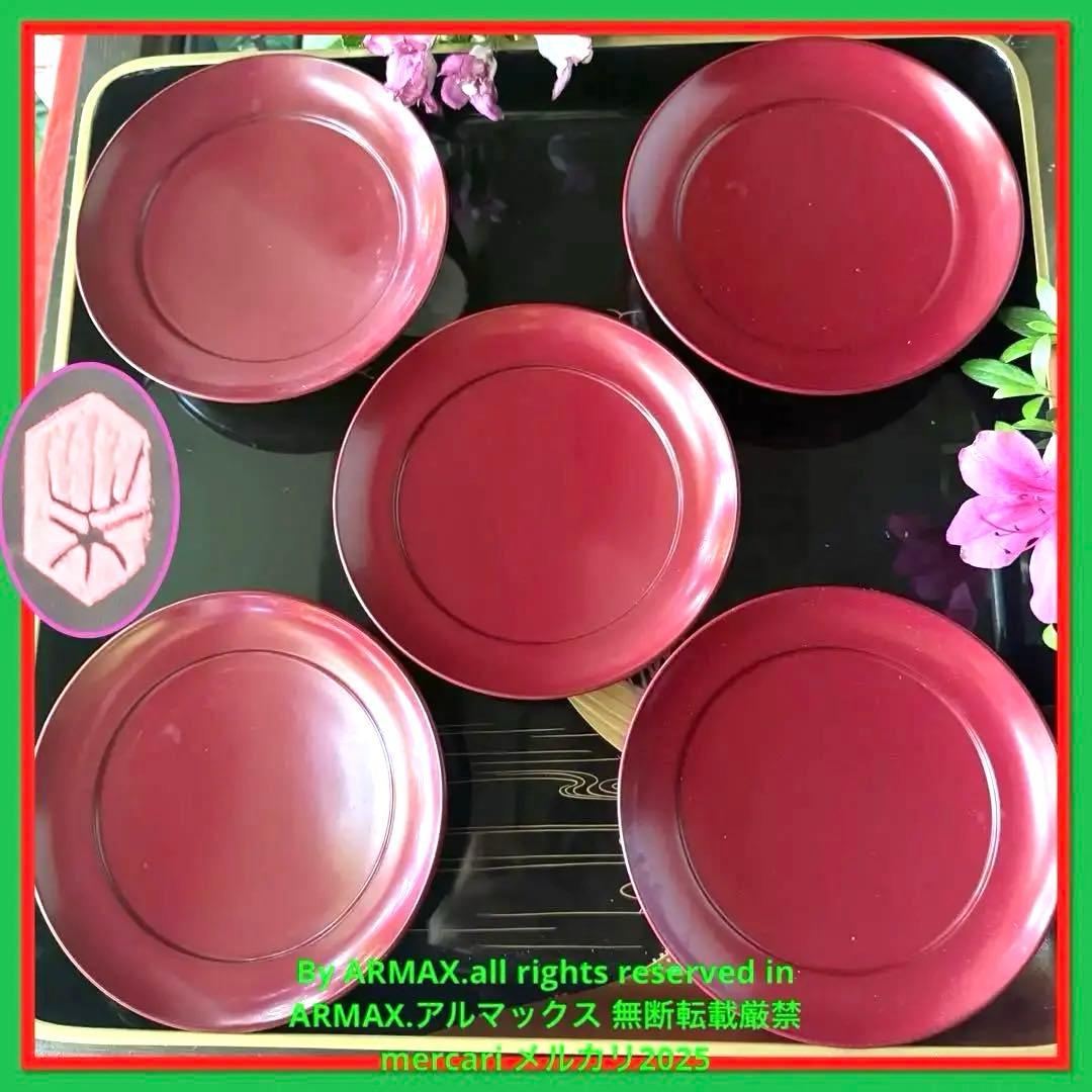 2168様感謝‼️愛蔵品渾身のJAPAN WAJIMA 輪島 塗師特製在銘椿皿5客