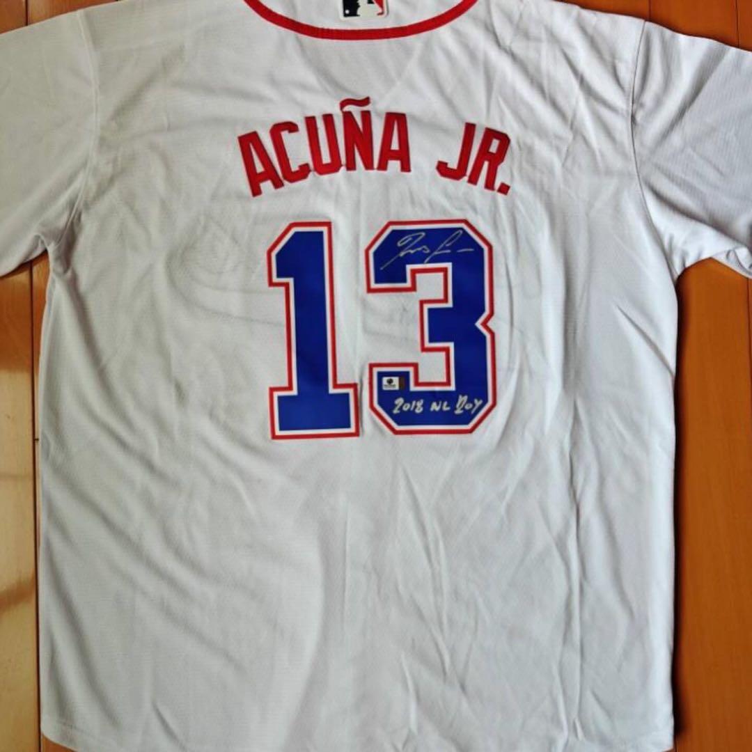 【2月SALE】アクーニャJR. サイン入りジャージ　MLBブレーブ