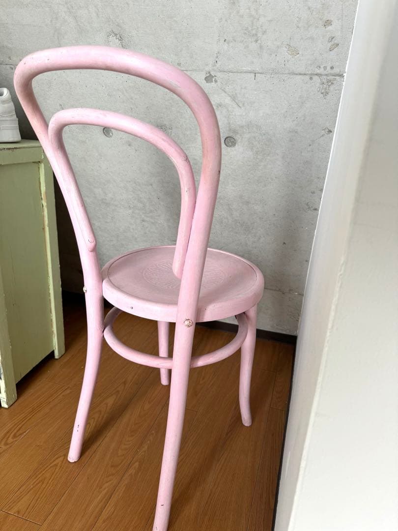 アンティークチェア　丸椅子　ピンク　ペイント家具　フランス