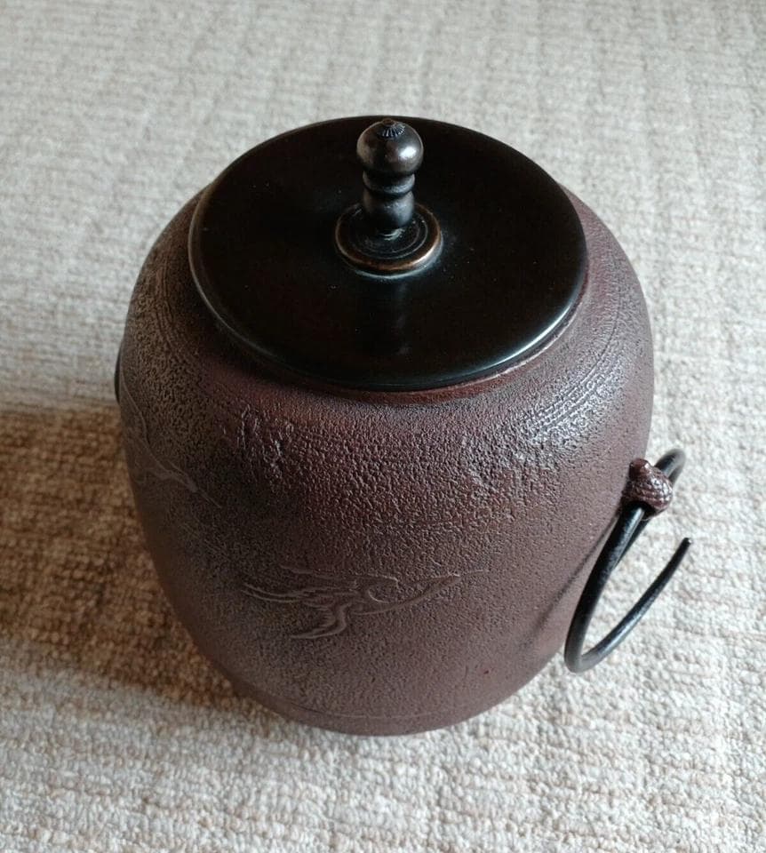 アンティーク　茶釜　鋳鉄釜　佐藤淨清 作　工芸品