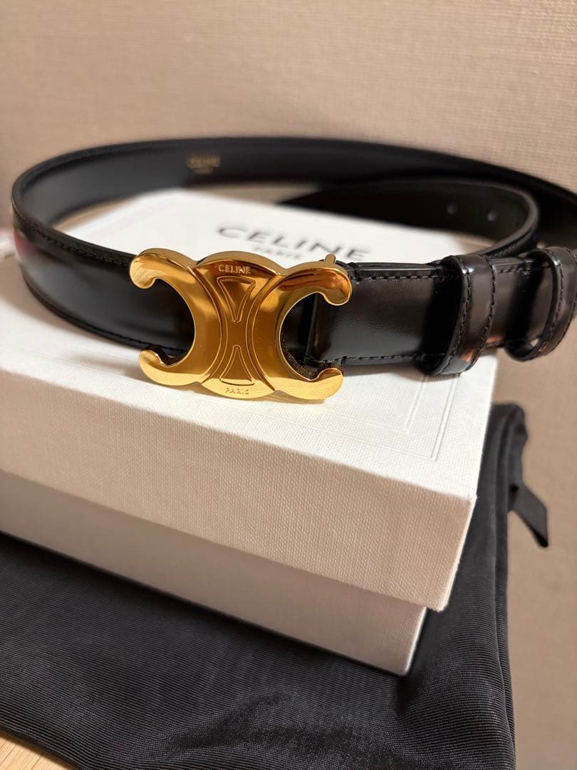 美品☆CELINE トリオンフ ベルト ブラック