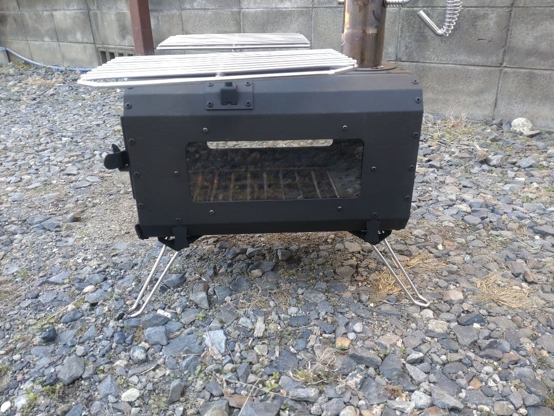 VASTLAND 薪ストーブ クッキングストーブ 耐熱ブラック塗装 3面ガラス窓