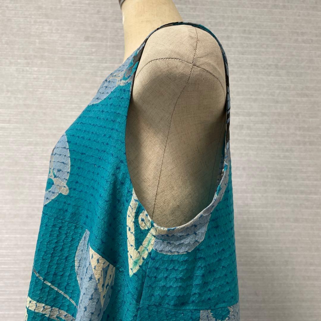 着物ワンピースAラインマキシ丈【127】浴衣反物M〜L