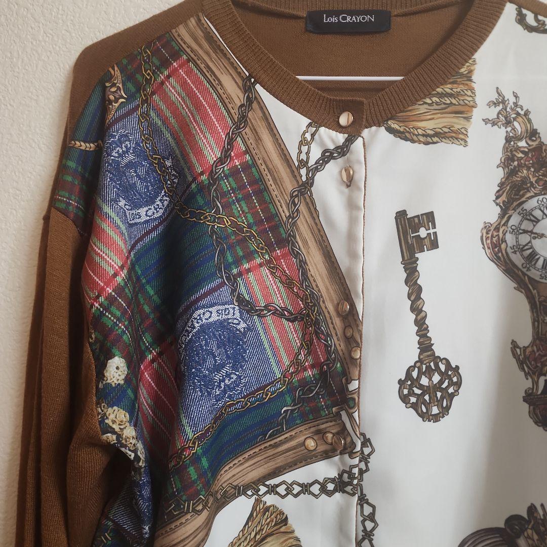 かこ ロイスクレヨン チェックスカーフカーディガン