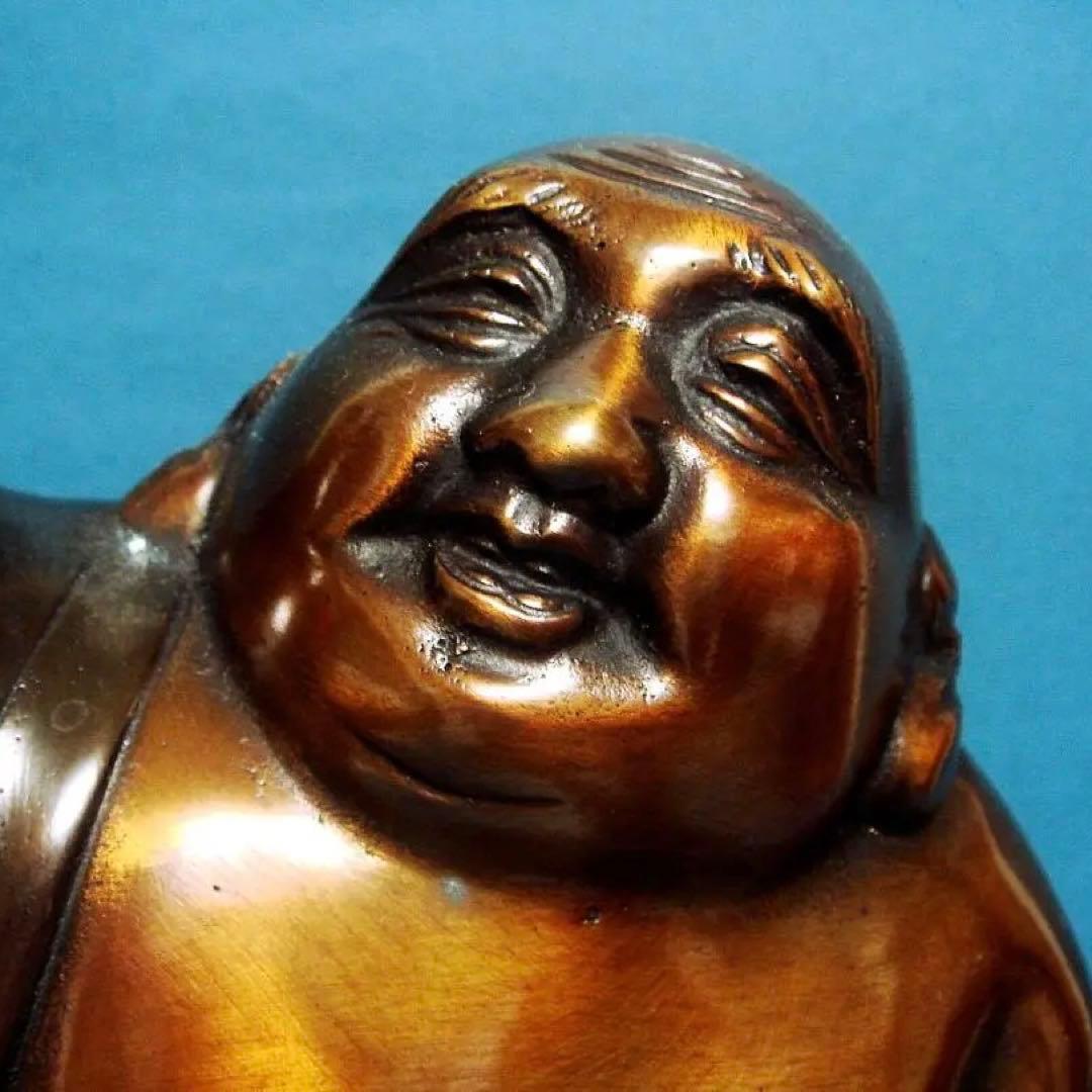 194『唐銅 指月 布袋像』　　/骨董品 古美術 古玩 アンティーク