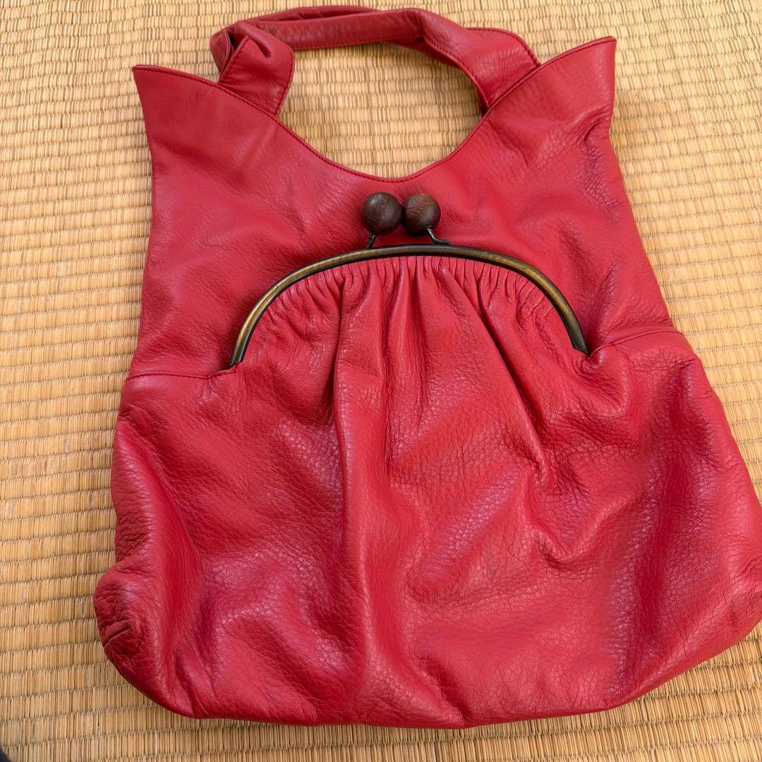 erva 赤いレザー バッグ フラップ式