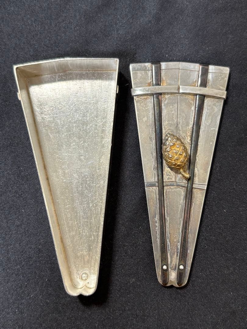 【純銀製】純銀爪楊枝入れ39.7g！箱付き！純銀刻印有り！鋳つぶし。