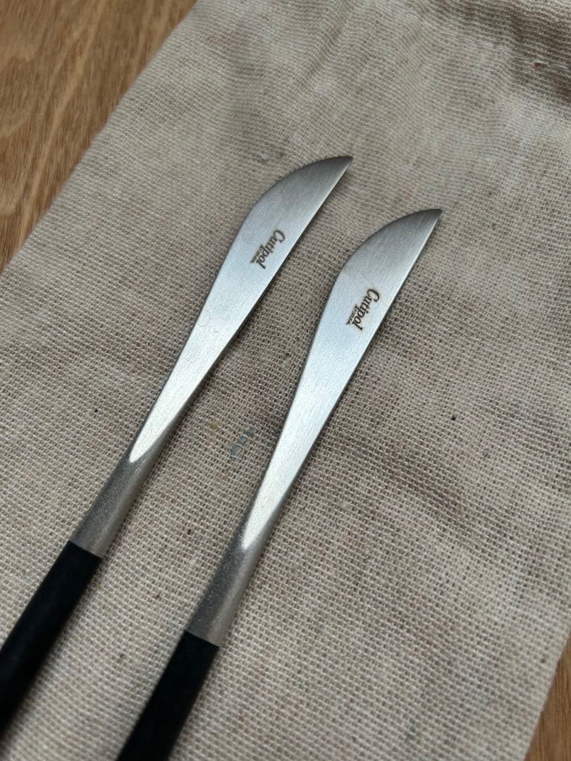 【クチポール】　スプーン　フォーク　ナイフ　ブラック＆シルバー　収納袋付き