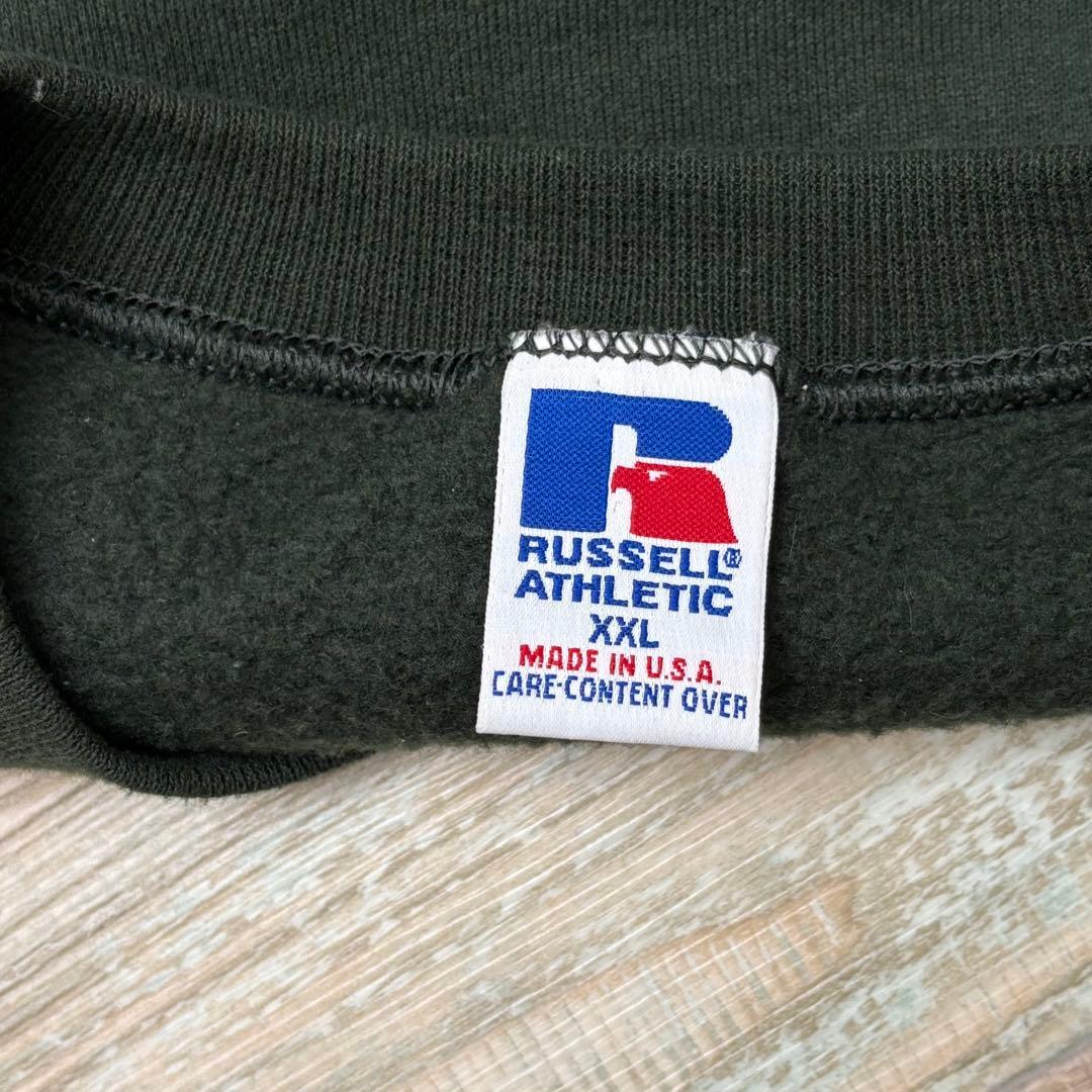 USA製 ラッセル スウェット モスグリーン 無地 ブランク XXL 前V