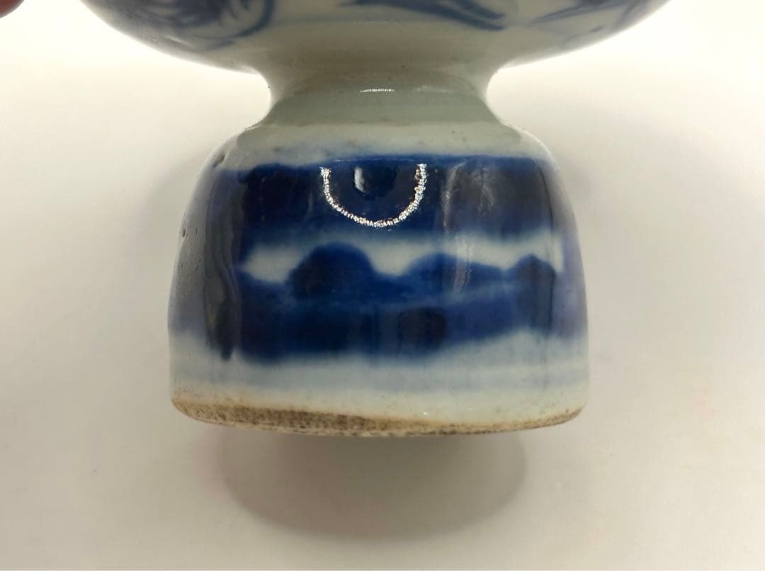 中国　清時代　染付高台皿　アンティーク　送料込み0925