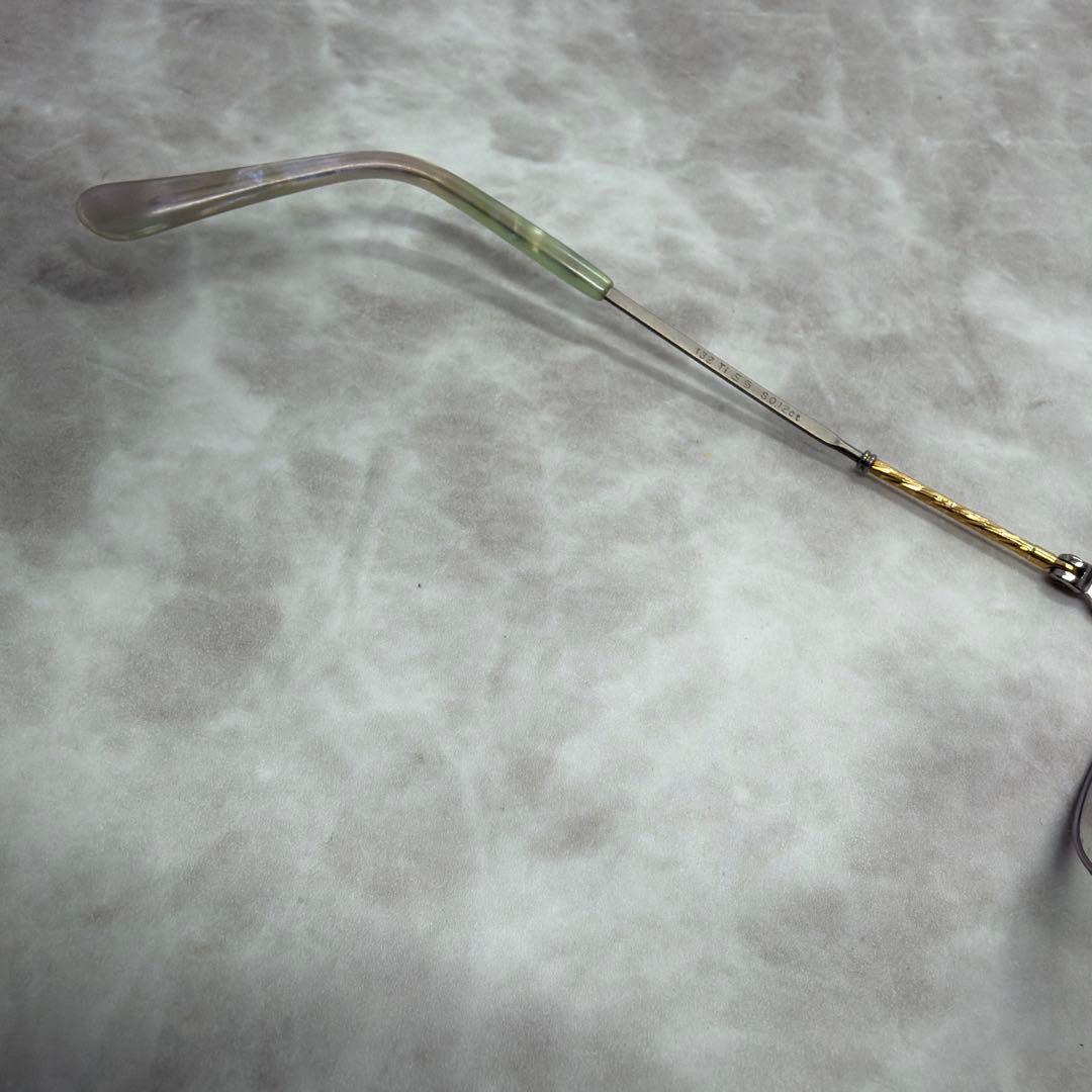 Paris miki パリミキ 18k 金 度付き眼鏡 ハーフリムメガネ 宝石付