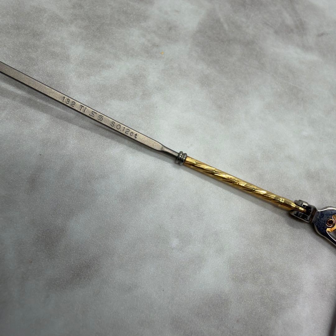 Paris miki パリミキ 18k 金 度付き眼鏡 ハーフリムメガネ 宝石付