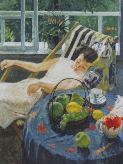 中山忠彦、窓辺、希少な画集より、新品高級額・額装付、状態良好