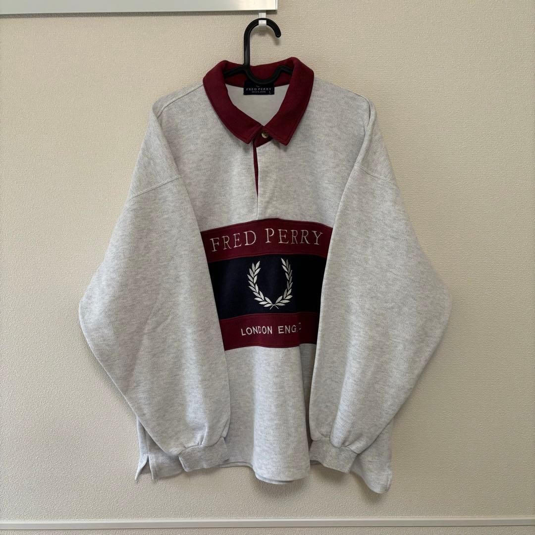 FRED PERRY ポロシャツ Lサイズ グレー/バーガンディ