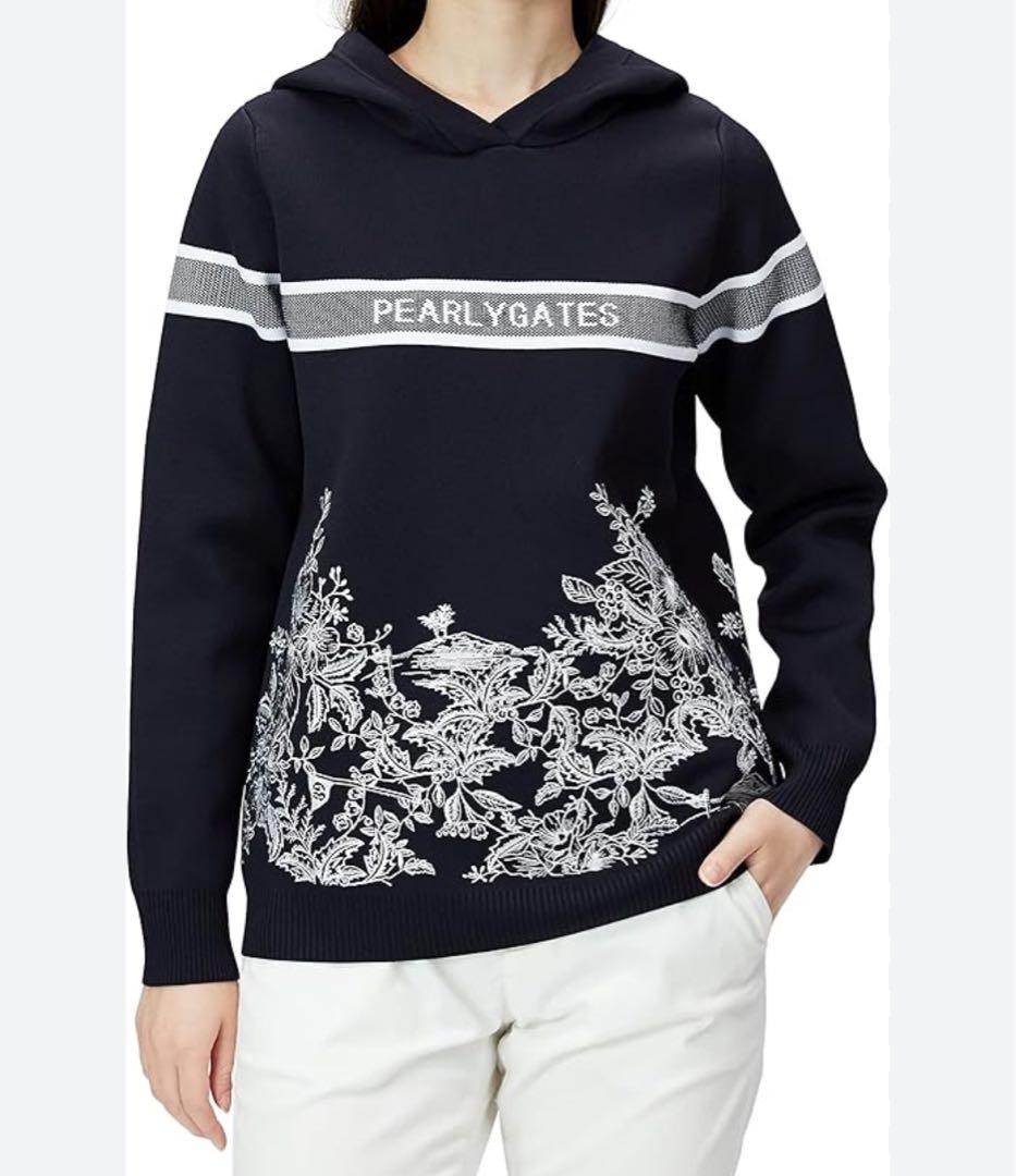 PEARLY GATES フード付きニットパーカー　 ダークネイビー　サイズ1