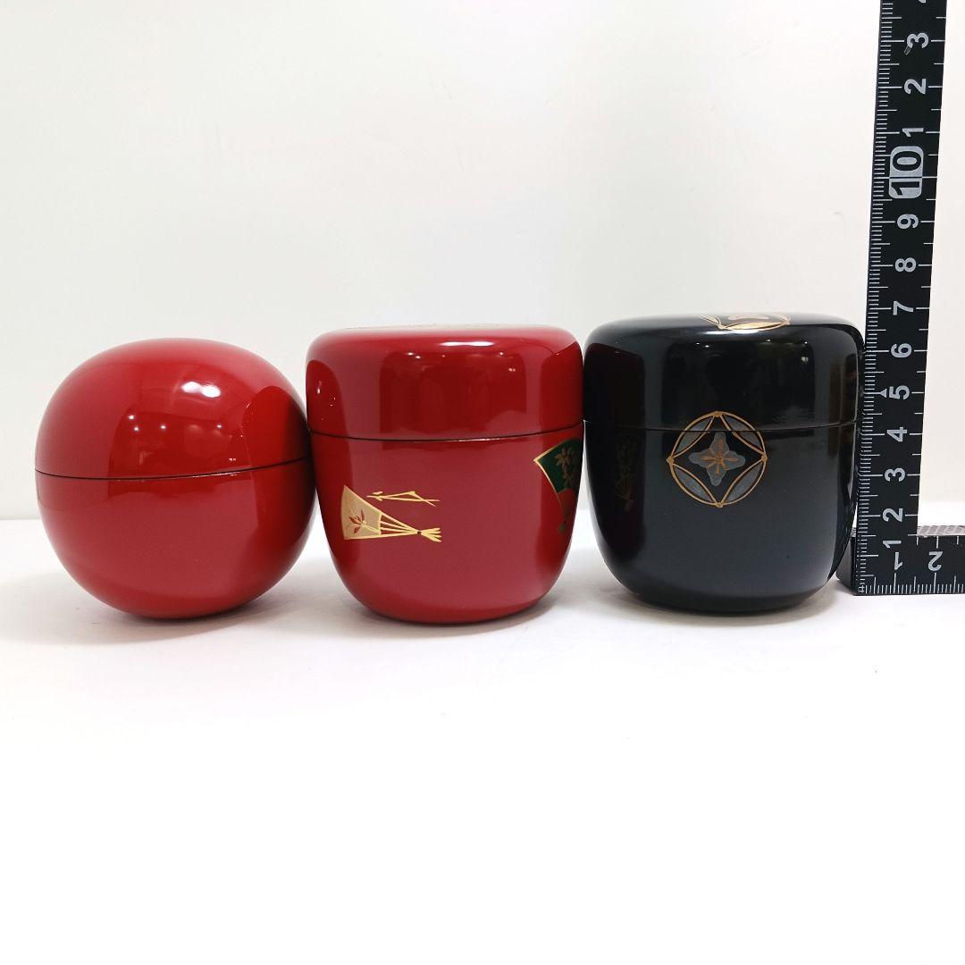 Y3122-102 茶道具 蒔絵 独楽塗 竹製等 棗6点セット 　ひ