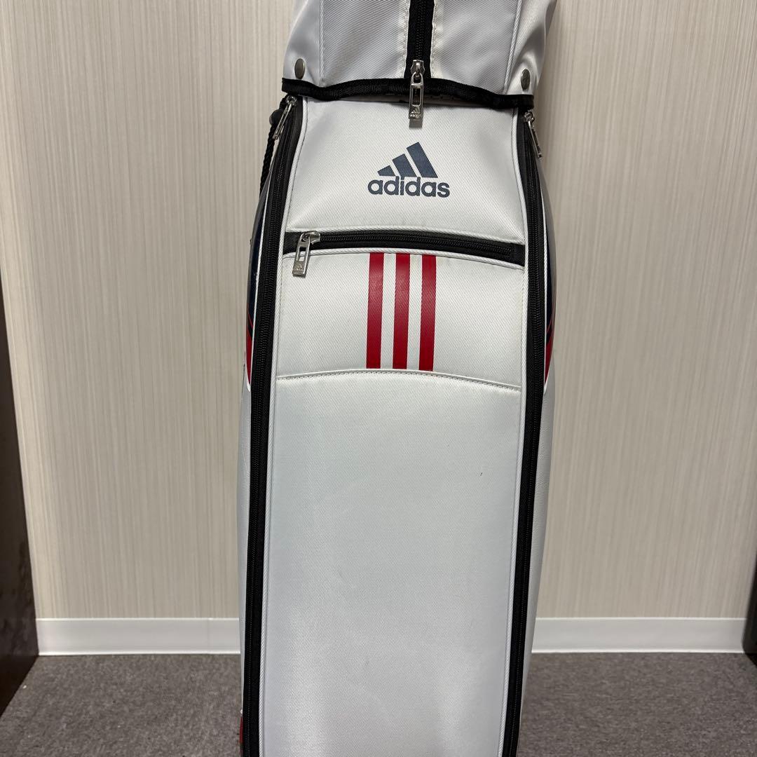 adidas キャディバッグ ホワイト/ネイビー/レッド