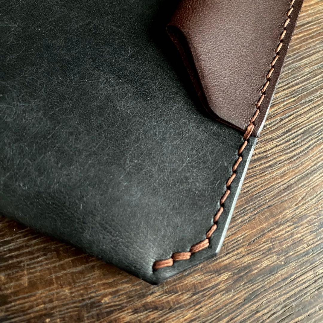 ノートスリーブ ブラック×ダークブラウン