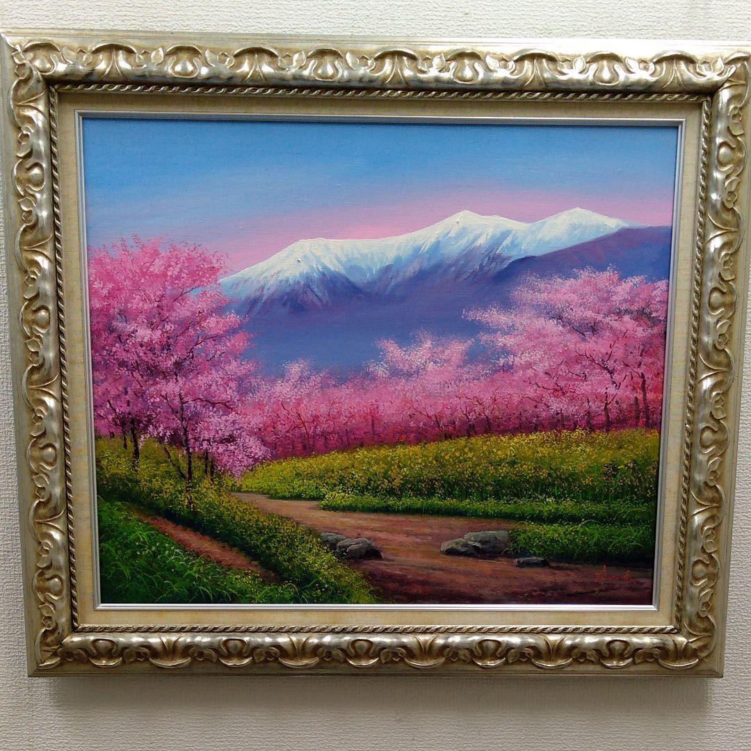 肉質油絵　横　F12号　桜の並木