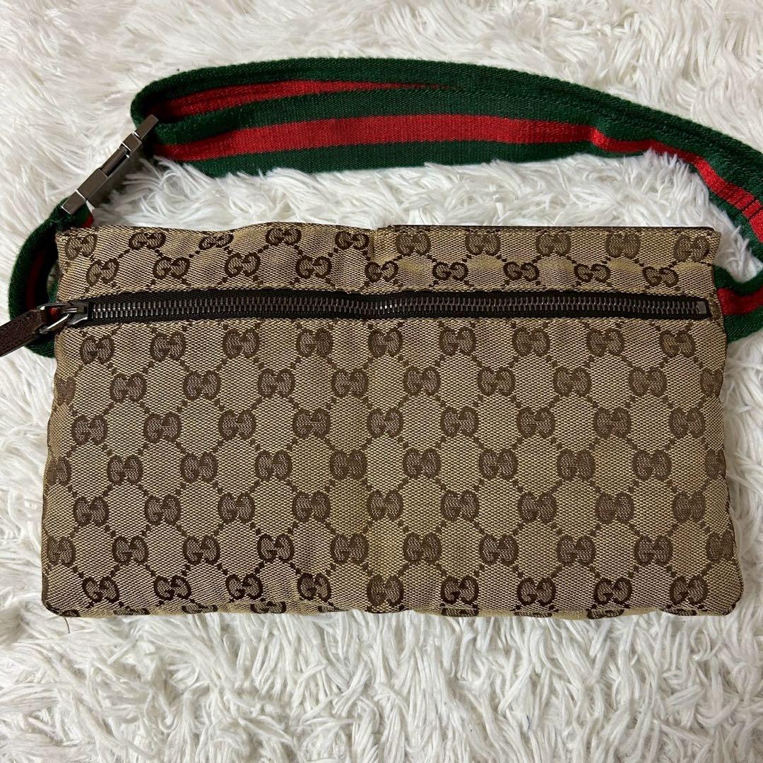 GUCCI グッチ GGキャンバス シェリーライン ボディバッグ ベージュ
