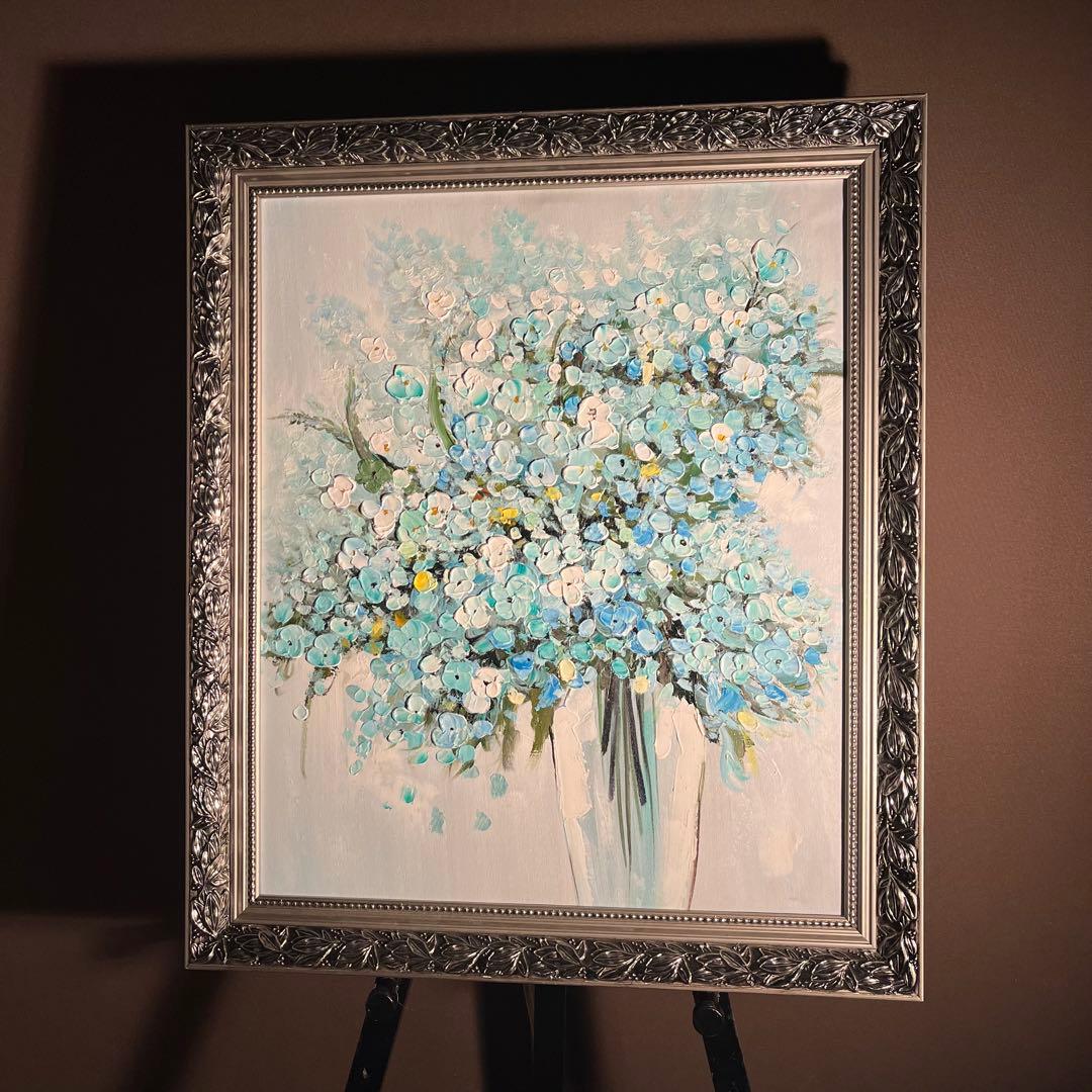 ★アサヒ★手書き油絵 花瓶の花 額付 他1点